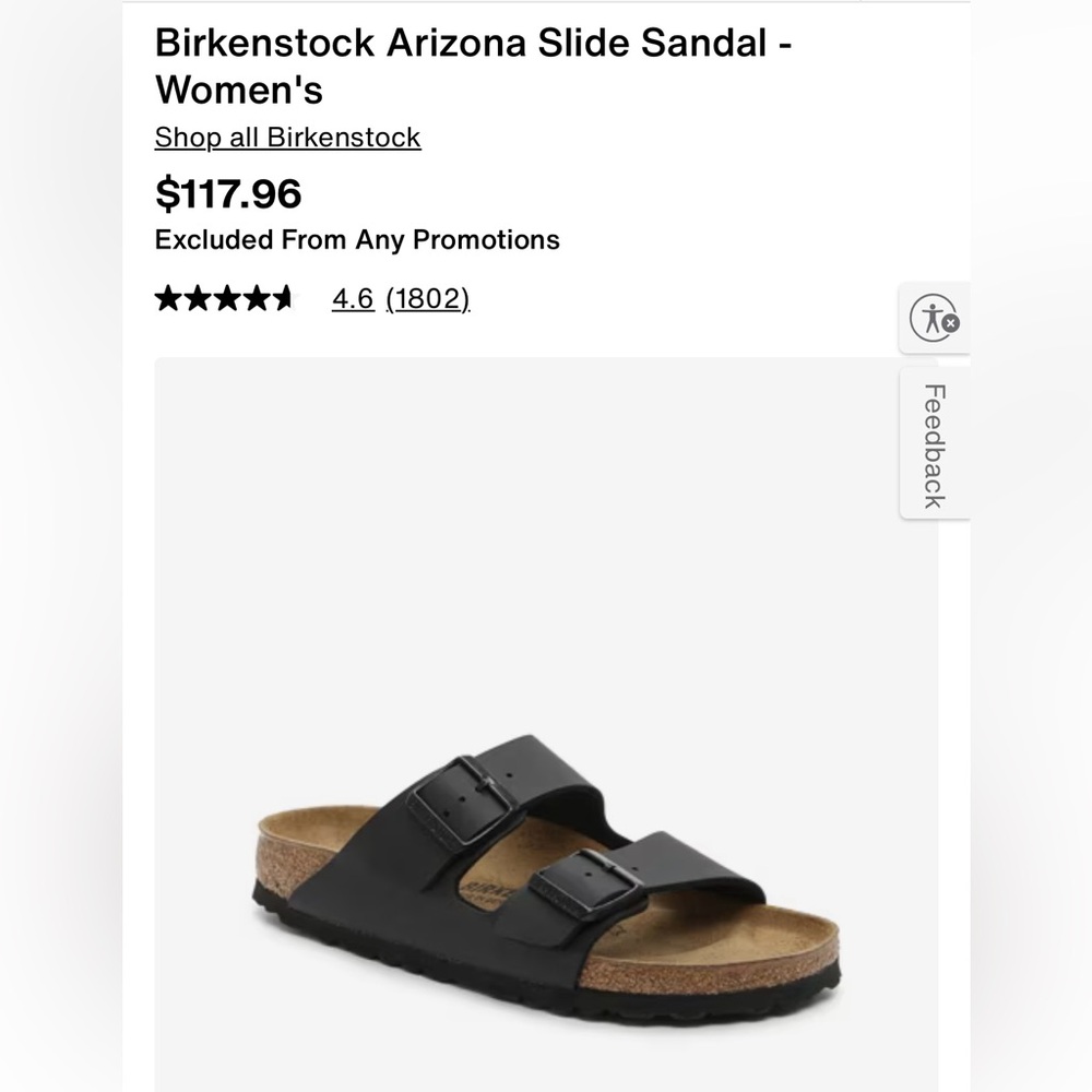 Birkenstock Arizona Black Slide Sandals